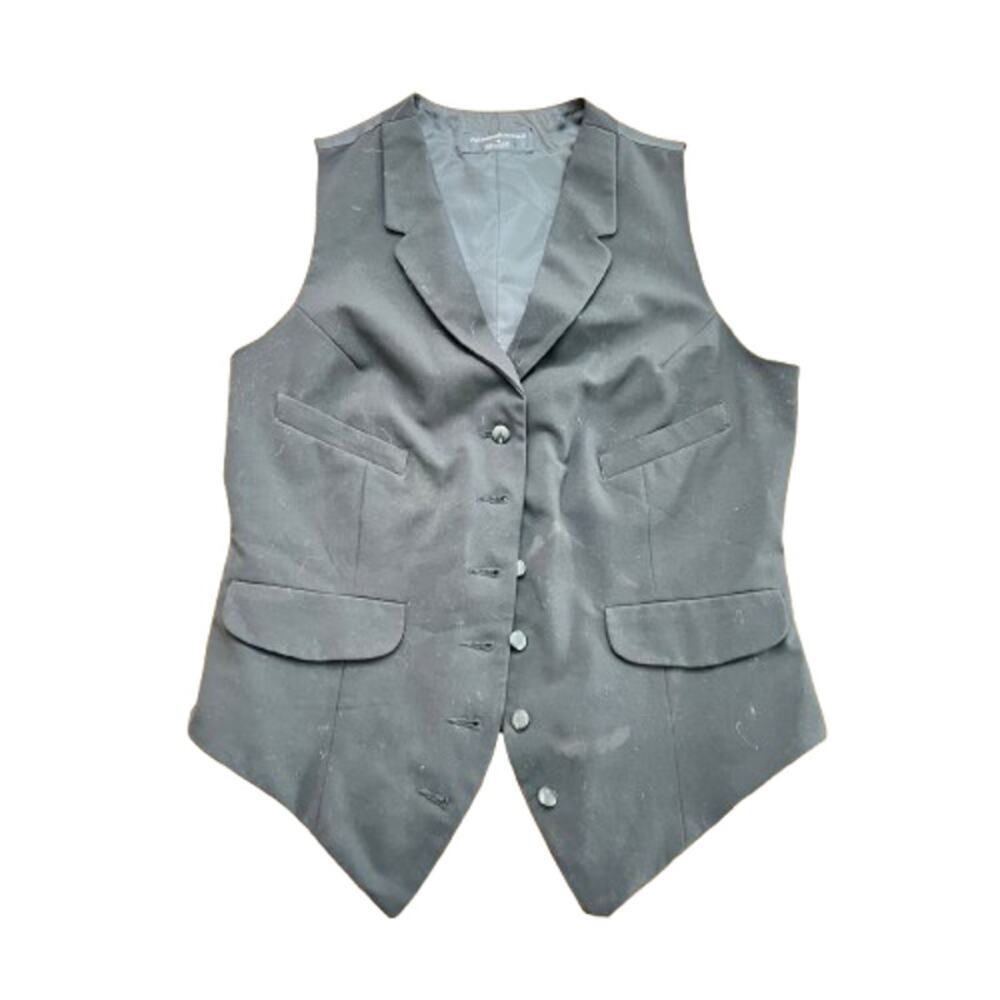 Norma Kamali Women's Gray Notched Lapel Button Up Vest Size Large